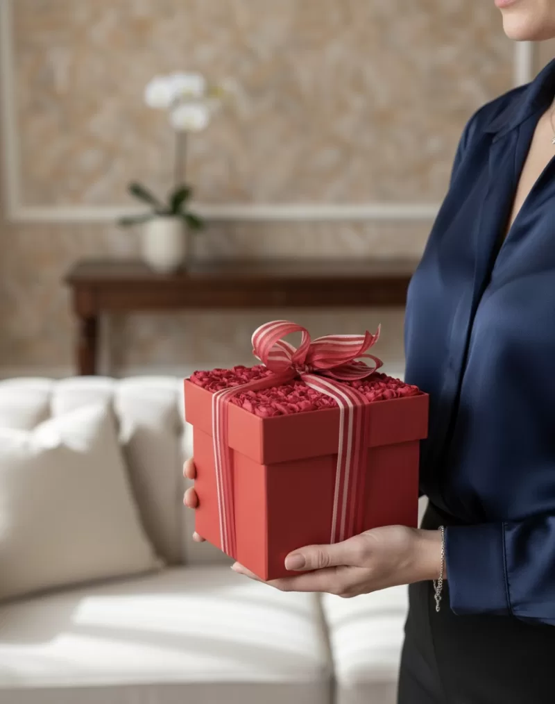 Lüks Seri Güllü Çekmeceli Çikolata Kutusu