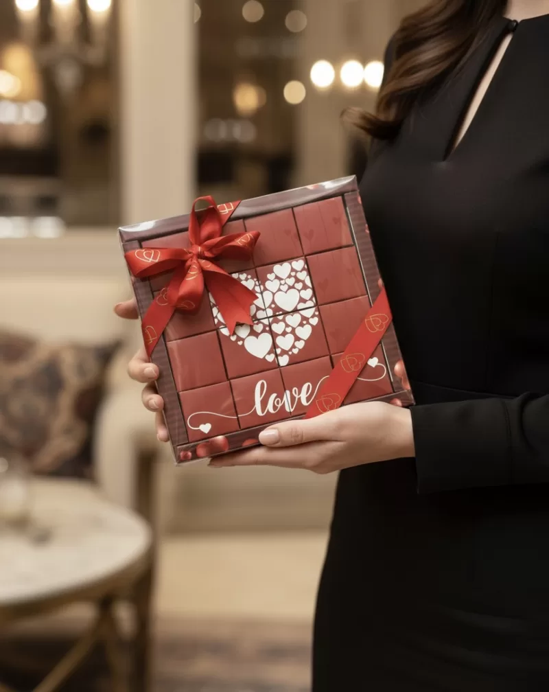 Love Serisi Premium Kare Çikolata Kutusu