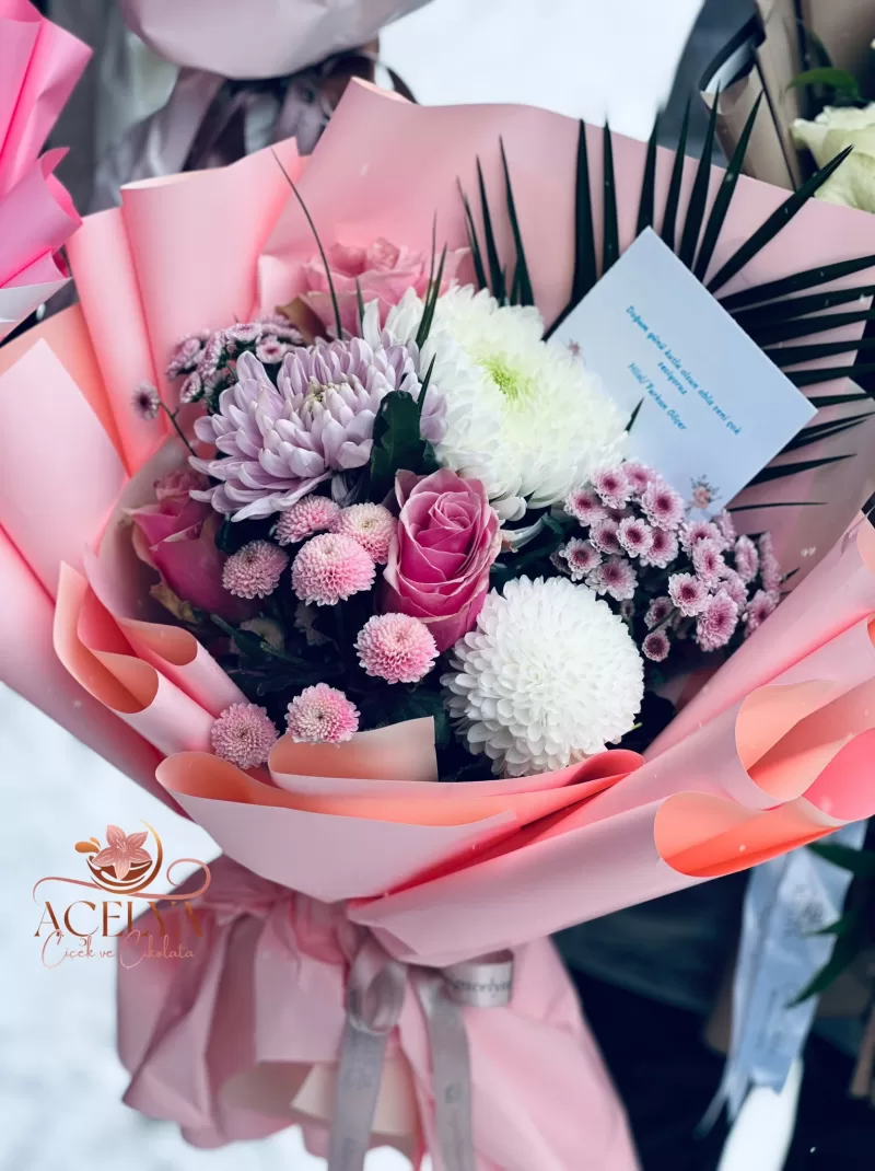 Pembe Rüya Karışık Çiçek Buketi