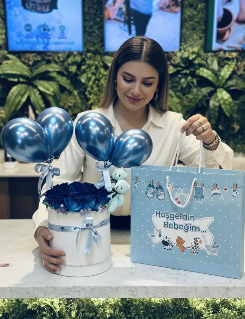 Hoş Geldin Bebeğim Balonlu Mavi Aranjman