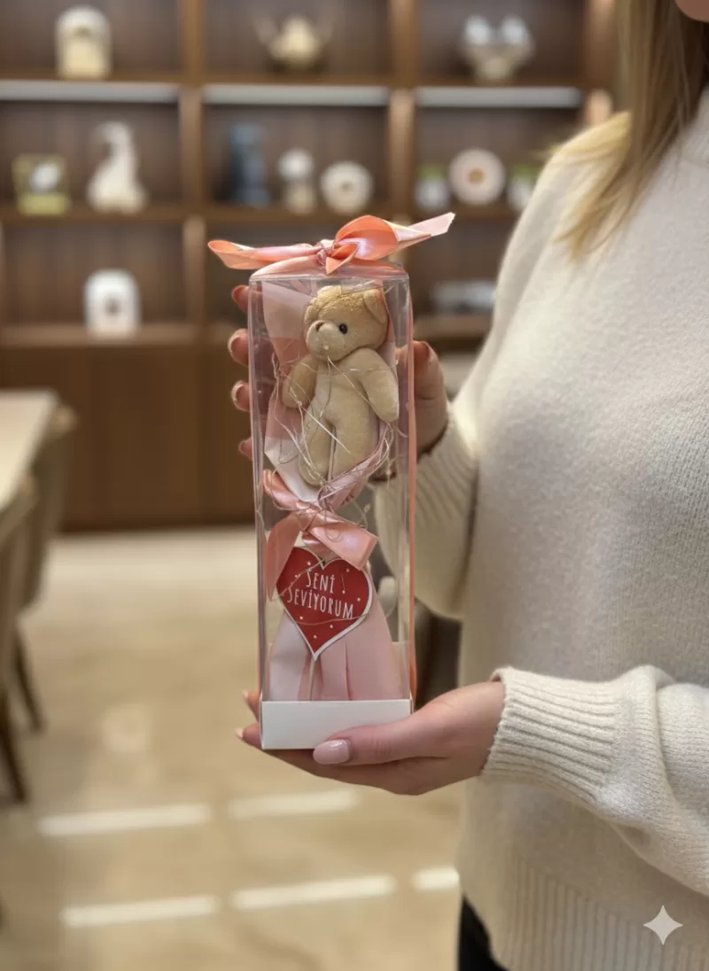 Seni Seviyorum Ayıcıklı Mini Hediye Kutusu Ledli