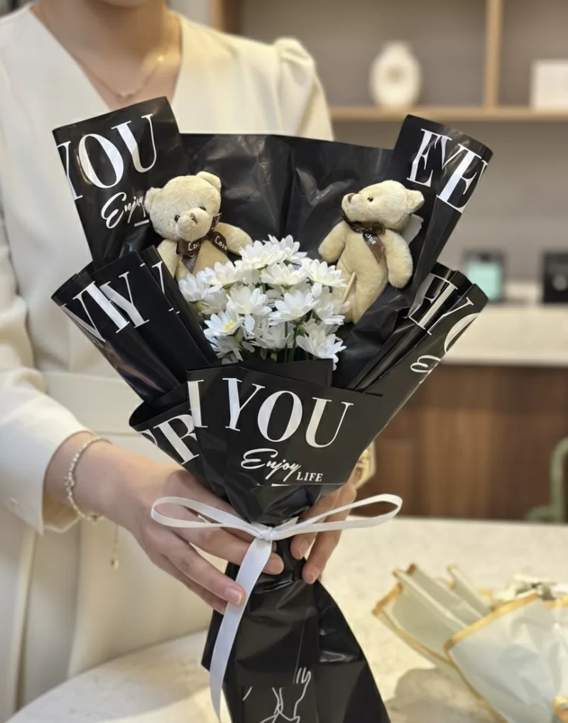 Sevimli Ayıcıklı Papatya Buketi