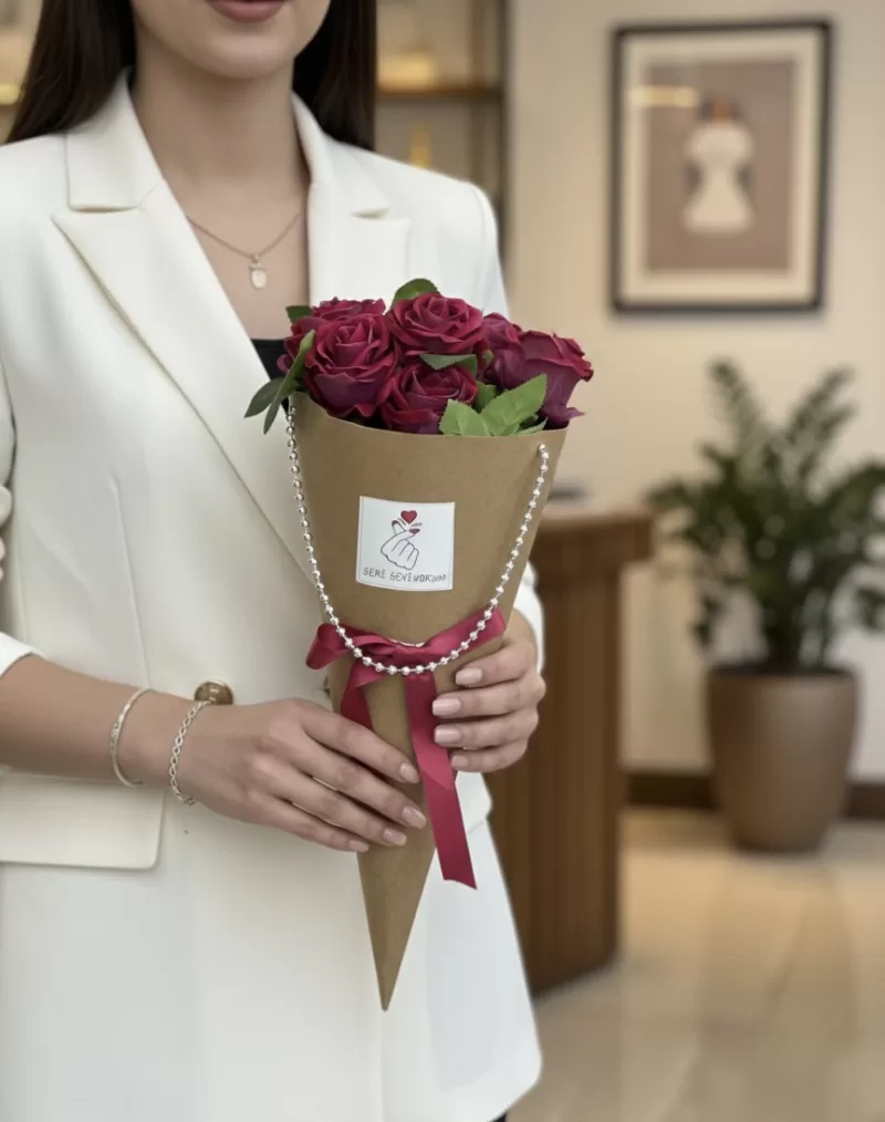 Kraft Ambalaj Gül Buketi