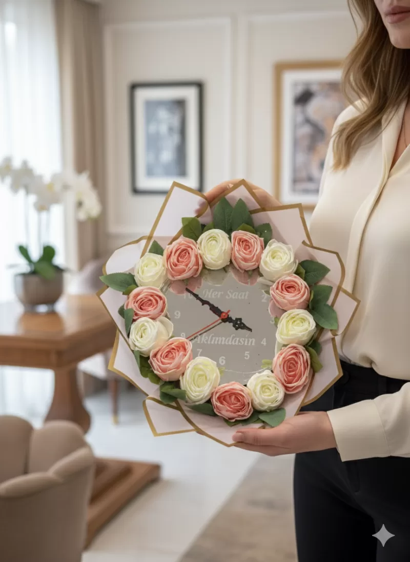 Her Saat Aklımdasın Renkli Gül Buketi