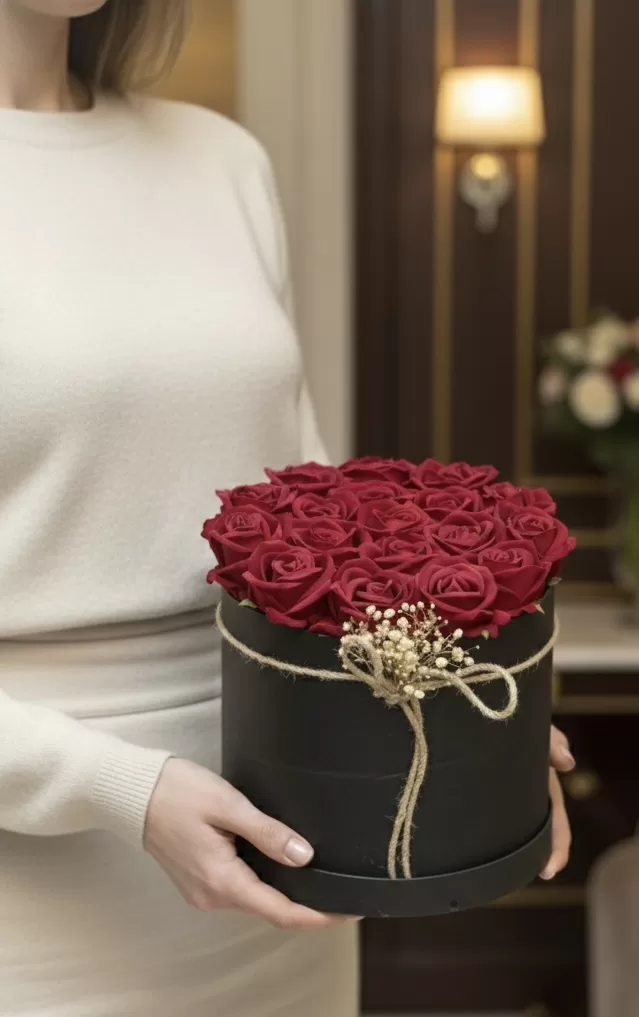 Siyah Kutuda Kırmızı Gül