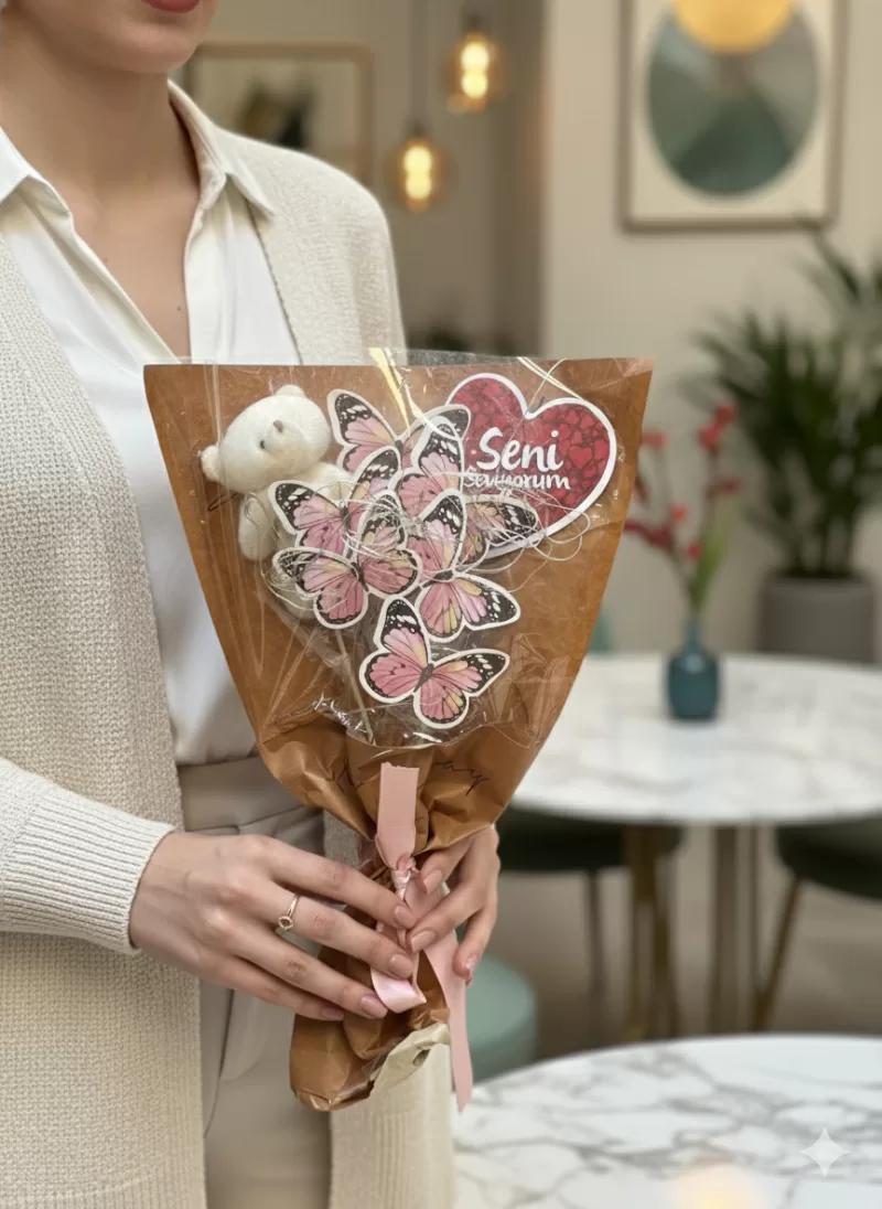 Ayıcıklı Kelebek Buketi 