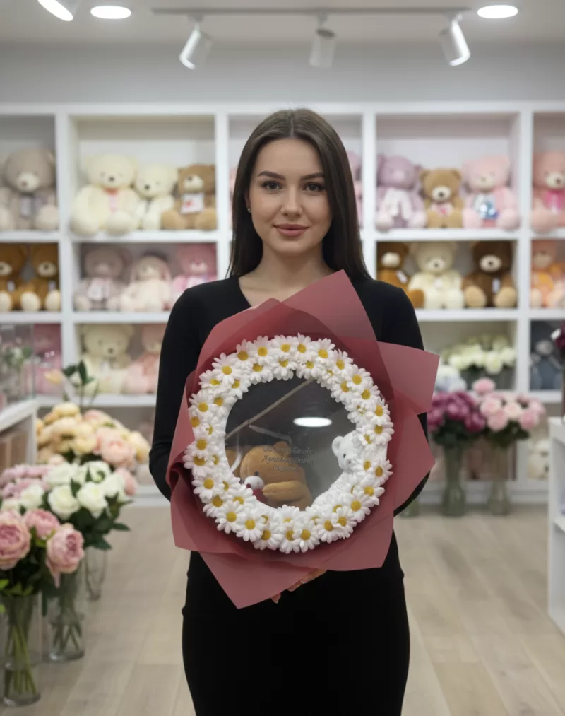 Papatya Çerçeveli Ayıcık Tasarım