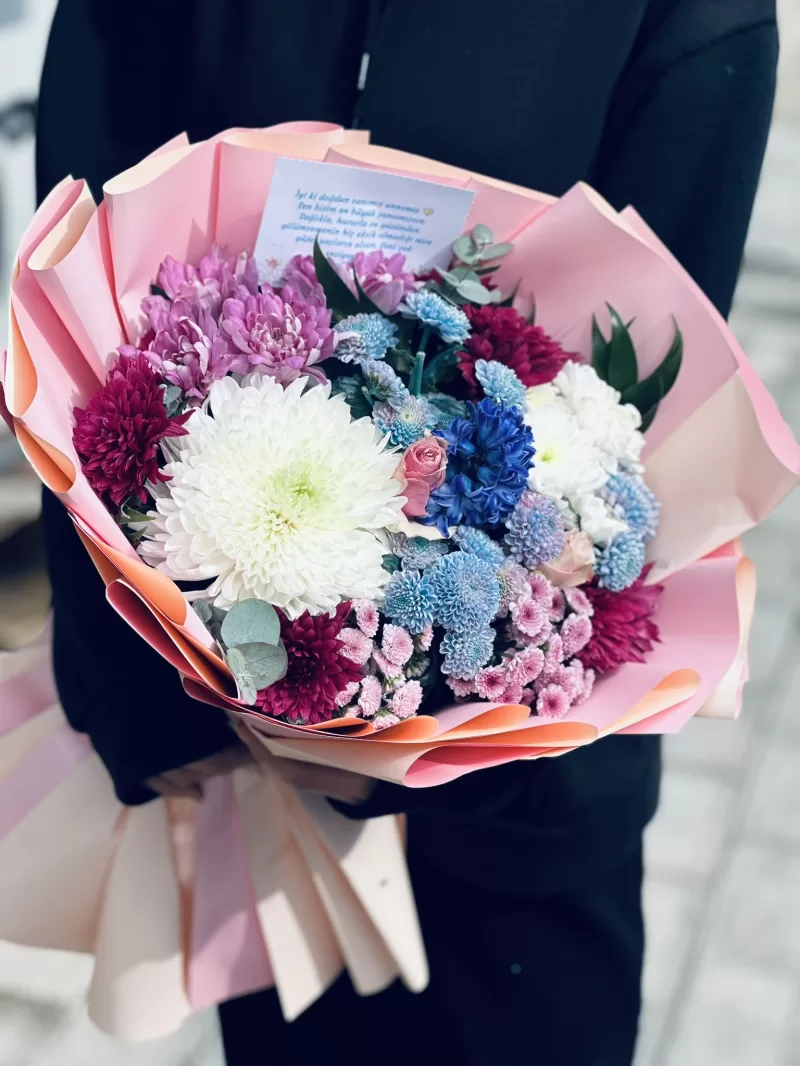 Renkli  Krizantem Buketi