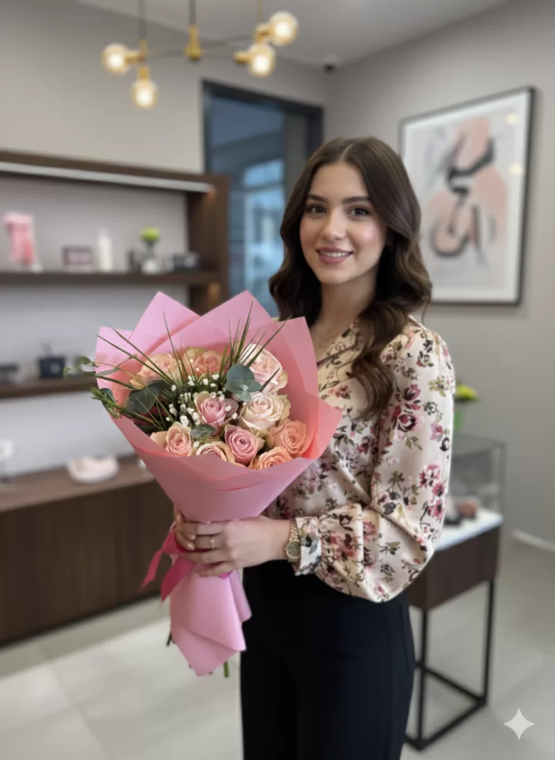 Pastel Pembe Gül Klasik Buket