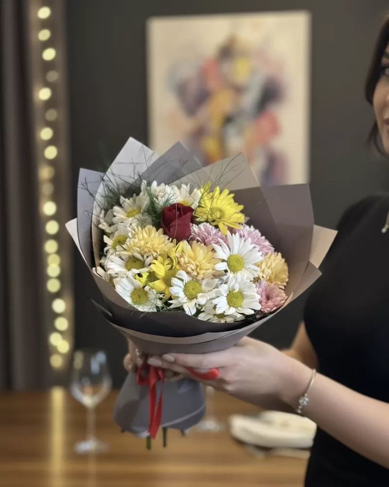 Sarı & Beyaz Papatya Karışık Mutluluk Buketi