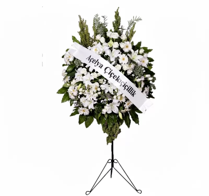 Beyaz Lilyum & Papatya Çelenk