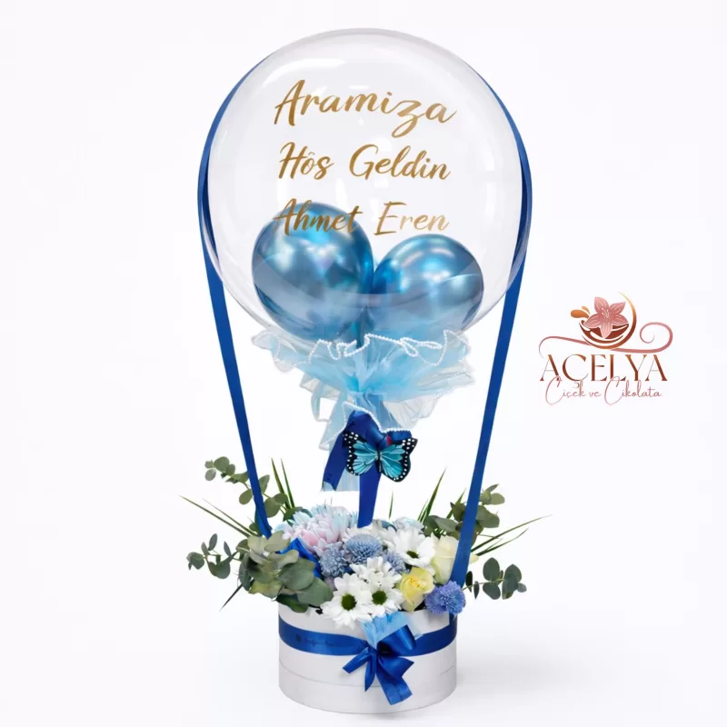Aramıza Hoş Geldin Balon Çiçek Kutusu