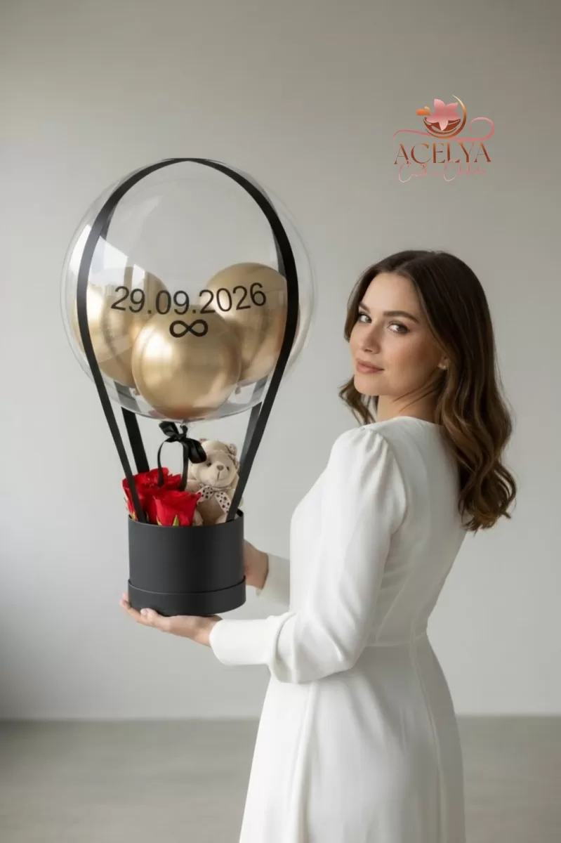 Tarihli Siyah Balon Kutu Aranjmanı