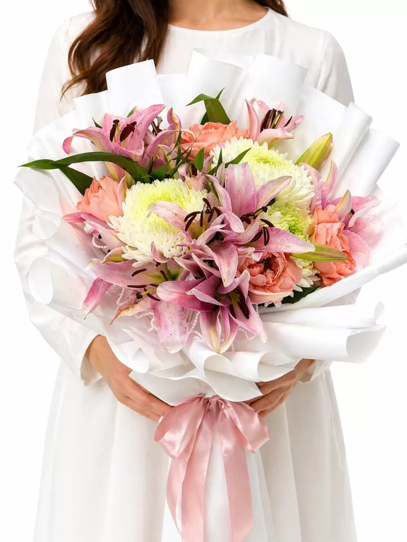 Pembe Lilyumlu Büyük Buket