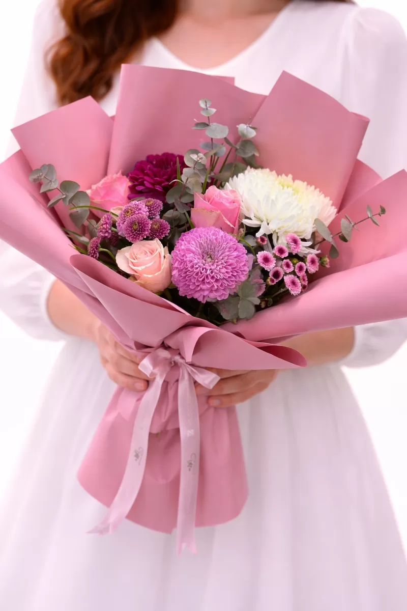 Pembe Soft Karışık Çiçek Buketi