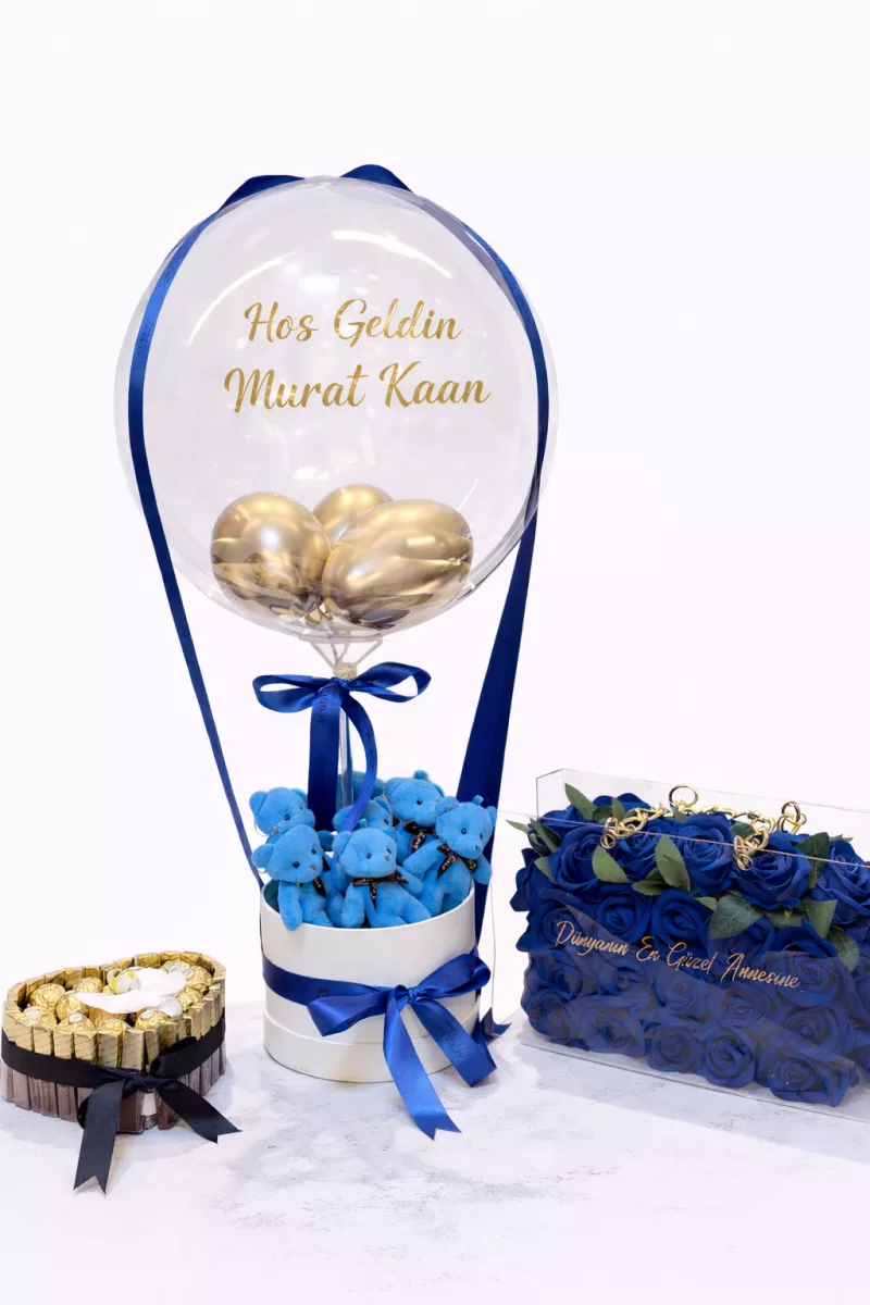 Hoş Geldin Bebek Konsept Hediye Seti – Balon & Ayıcık & Çikolata