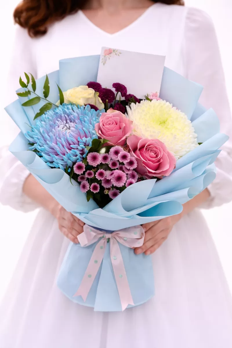 Açelya Mavi Düşler Çiçek Buketi