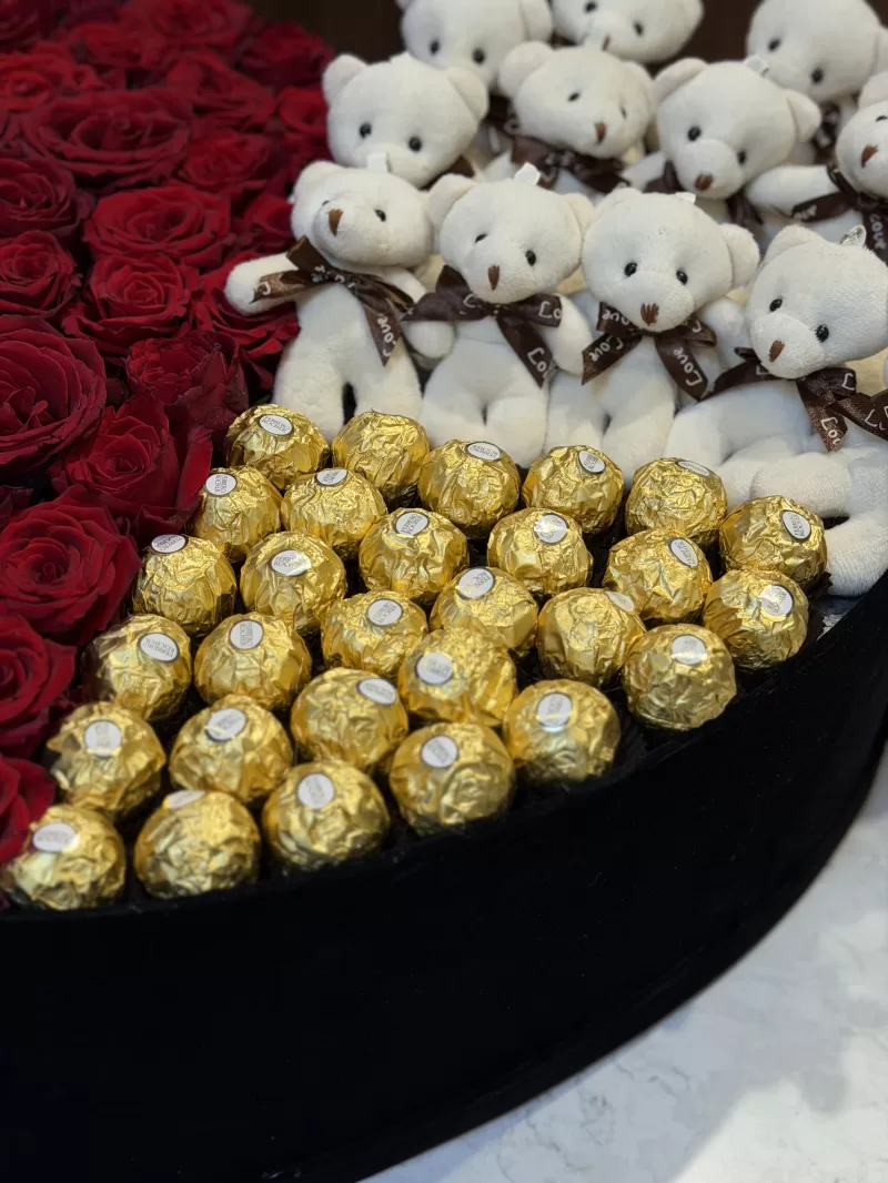 Açelya Aşkın Üçlü Seti (Gül & Çikolata & Ayıcık)