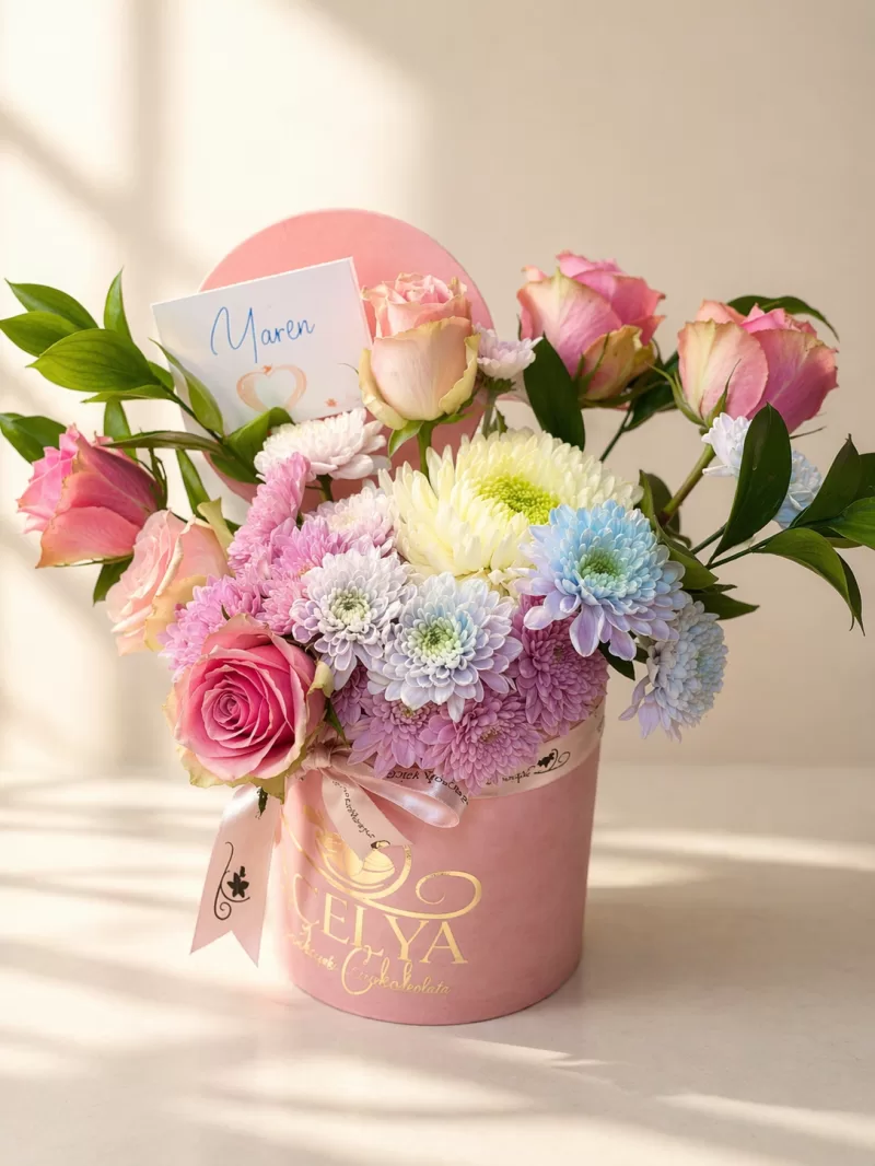 Premium Pembe Çiçek Box