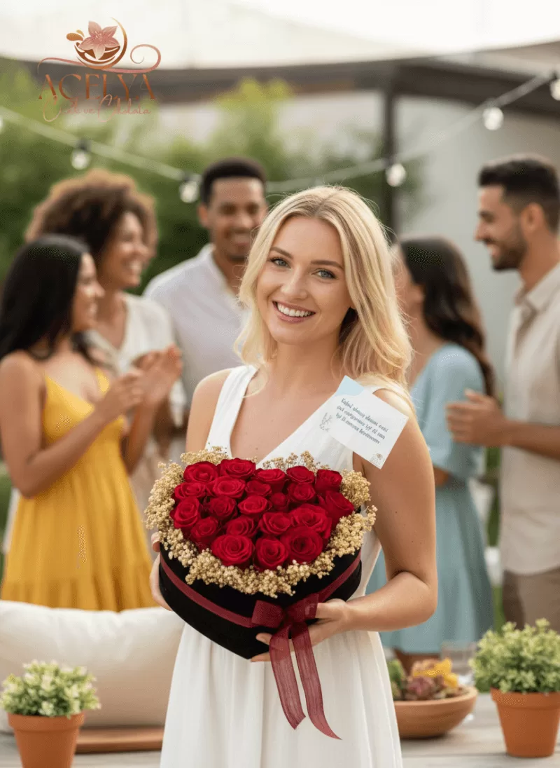 Kalpli Kırmızı Gül Kutusu (Outdoor kutlama konsepti)
