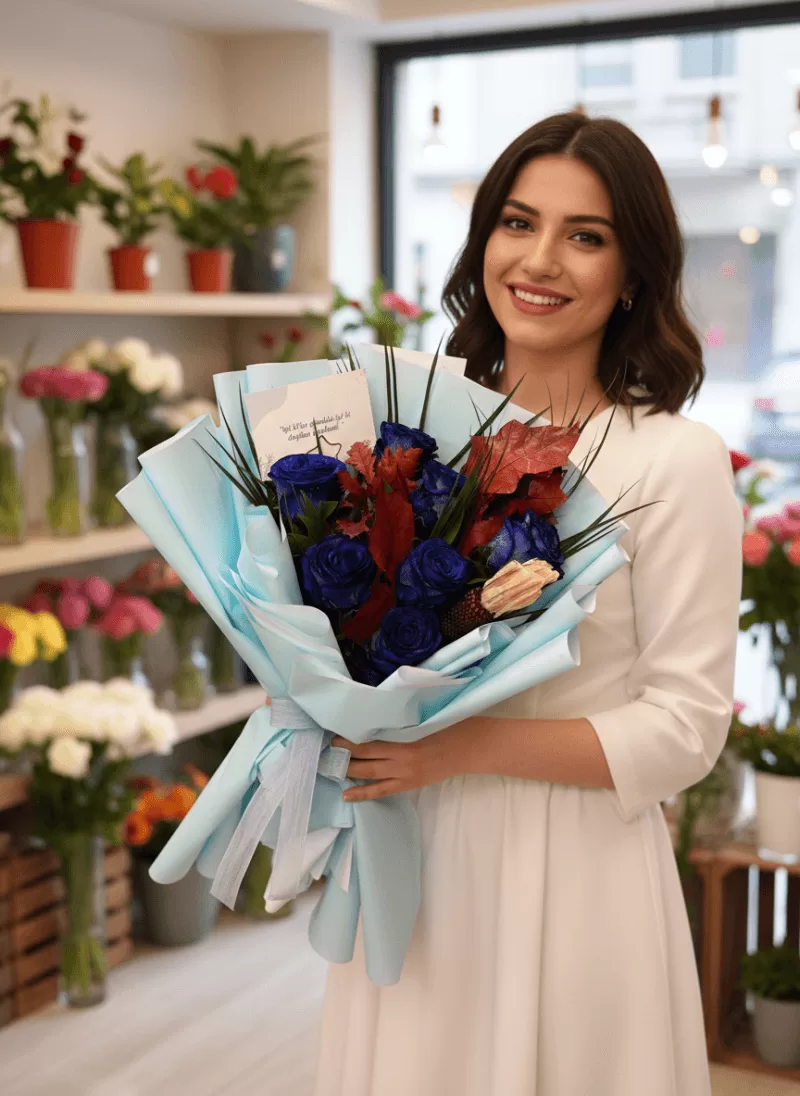 Mavi Gül Buketi