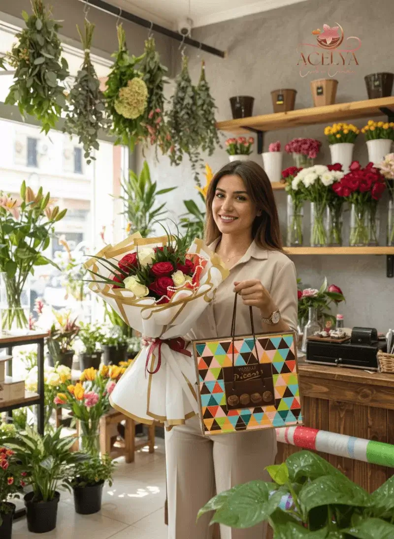 Kırmızı Gül Buket + Çikolata