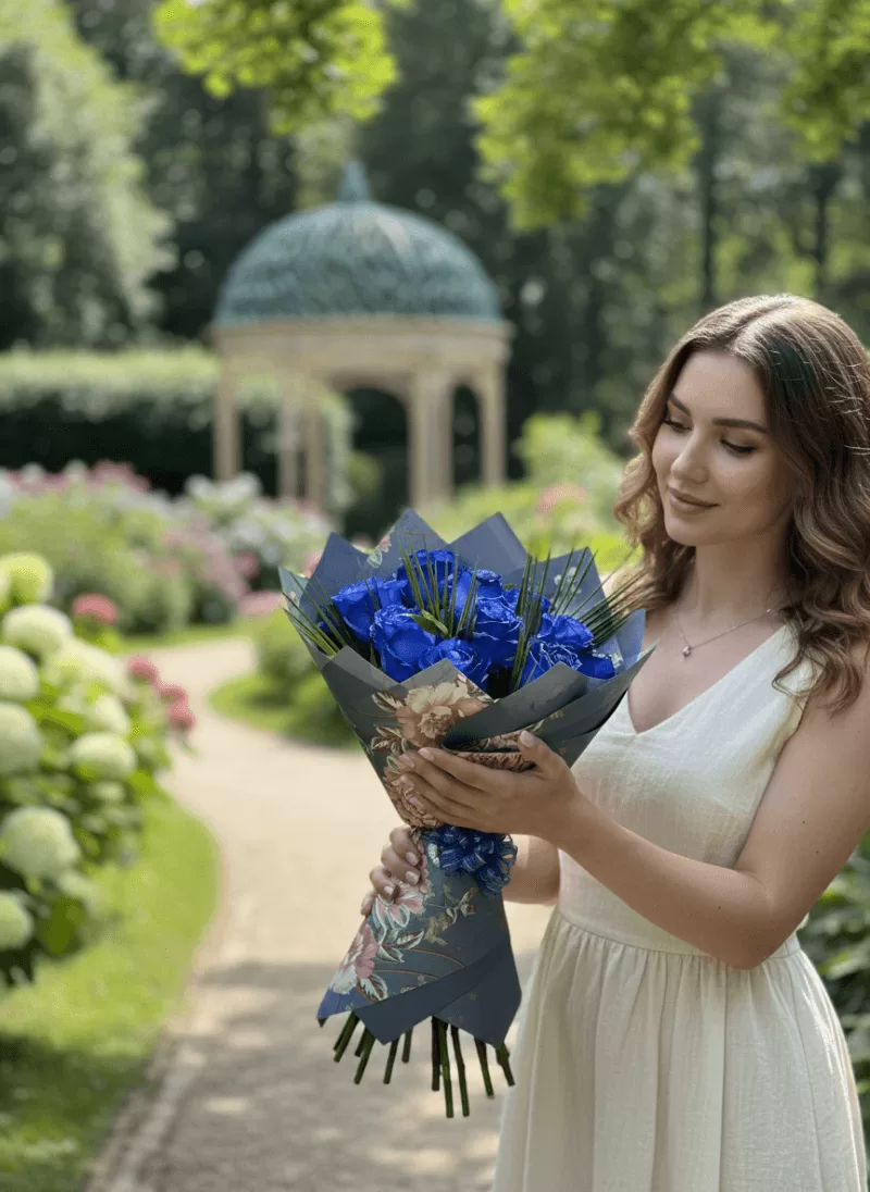 Masal Bahçesi Mavi Gül Buketi